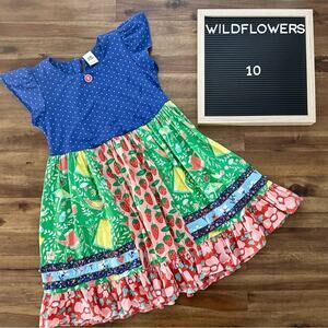 Wildflowers Best Day Ever Rainy Day Mitzi Dress 10 Blue Polka Dot Strawberries